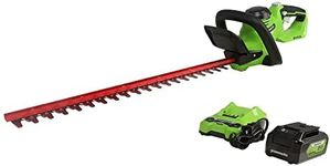 Greenworks 24V 22" Cordless Laser Cut Hedge Trimmer, 4.0Ah USB Battery and Charger Included