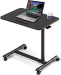ETHU Overbed Table with Wheels, Rolling Tray Table, Hospital Bed Table, Adjustable Overbed Bedside Rolling Laptop Table (Black)