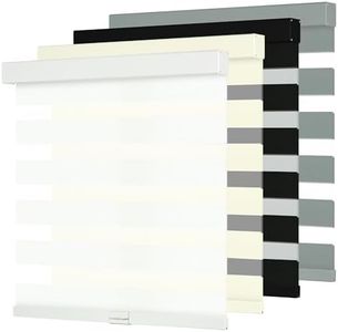 Boolegon Cordless Zebra Blinds for Windows Light Filtering Roller Shades Dual Layer Day and Night Privacy,Light Control,Easy to Install for Home, White,Custom Size