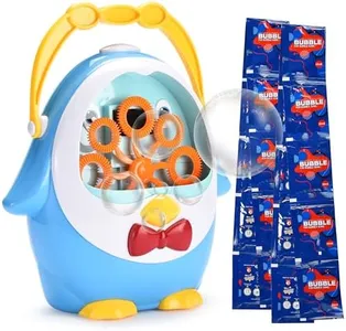 Kidzlane Penguin Bubble Machine for Kids - Made of Durable Plastic - Blows 500 Bubbles Per Minute, Quiet Low Sound Motor - Requires 6 AA Batteries -Safe and No-Spill Bubble Maker for Kids - 3 Years Up