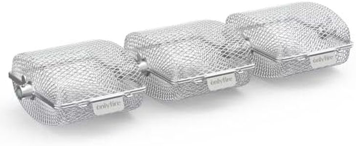 Onlyfire Rotisserie Grill Basket, 3 Pack Stainless Steel Rotisserie Accessory for Any Grill, Fits for 1/2" Hexagon, 3/8" Hexagon, 3/8" Square & 5/16" Square Spit Rod, Global Patent