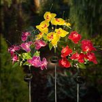 Solar Lights Garden Ornaments Outdoor Flower, 3 Pack LED Garden Lights Solar Powered Waterproof IP65, 2 Modes Phalaenopsis Blossom Landscape Lighting Creative Pathway Stake for The Patio, Yard, Lawn