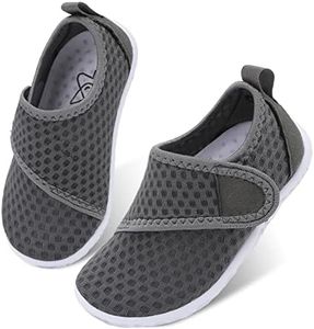 LeIsfIt Kids Water Shoes Toddler Girls Boys Swim Shoes Outdoor Quick-Dry Breathable Aqua Socks Non-Slip Barefoot Beach Shoes Dark Grey 1 Big Kid