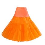 Boolavard® 50s Petticoat Vintage Retro Hoop Skirt Petticoat Underskirt for Wedding Bridal Petticoat Rockabilly Dress in Multiple Colors (L-XXL, Orange)