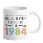 40th Birthday Gifts for Women, Funny 40 Year Old Gift Coffee Mug, 1981 40th Birthday Mugs for Her, Mom, Aunt, Wife, Sister, Grandma, Friend, 11 oz Tea Cup Making The World a Better Place Since 1981