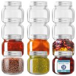 HEFTMAN Glass Mason Jars with Lids - Set of 12 250ml Air Tight Jars for Overnight Oats, Homemade Jam - Sturdy Glass Jars with Lids, Pickling Jars, Preserving Jars for Baby Food Storage (250ml)