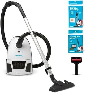 Simplicity Vacuums Jill Canister with Bags, Filter Set, and Pet Upholstery Tool Bundle, Rug and Hardwood Vacuum Cleaner with Dual-Certified HEPA Filter and Bag, Pet Vac