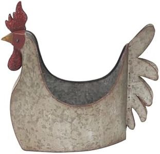 Deco 79 Metal Rooster Indoor Outdoor, Planter 12" x 8" x 16", Gray