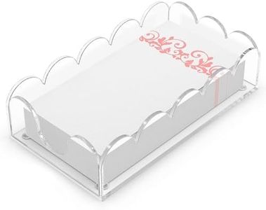 LUGUNU Clear Acrylic Napkin Holder – Scalloped Tray for Bathroom, Kitchen, Dining Room – Stylish Guest Towel & Disposable Paper Holder for Weddings, Hotels, and Home Decor (9x5.1x2.4 inch)