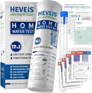 17 in 1 Home Drinking Water Testing Kit - 100 Strips + 4 Bacteria Tests - Tap and Well Water Test Kit, Easy to Test and Read for Hardness, Lead, Iron, Fluoride, pH, Copper, Bacteria and More