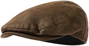 TOP-EX Mens Newsboy Duckbill Cap - Gatsby Irish Flat Hat Faux Leather, Winter Golf Driving Cabbie Pageboy Style, Ivy Paperboy Man Cap, Brown X-Large XL Extra Large Big Head Oversize