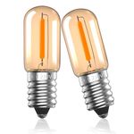 Luxvista 1W E14 LED Night Light Bulb,T16 Small Edison Screw SES Light Bulb Ultra Warm White 2200K Tubular Filament Bulbs 10W Equivalent for Salt Lamp,Fridge,Extractor Fan,Microwave,Non-Dimmable,2-Pack