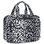 Narwey Hanging Travel Toiletry Bag for Women Wash Bag Cosmetics Makeup Bag Organizer for Travel Size Accessories (Black Leopard (Medium))