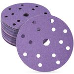 STEBRUAM 150mm Sanding Discs 15 Holes Hook and Loop Sanding Disc,60/80/120/180/400/600 Mixed Grits,6 Inch Sanding Pads for Random Orbital Sander 30Pcs