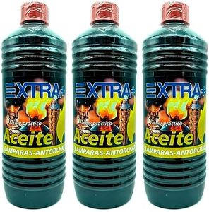 AC - Pack de 3 Aceites para antorcha - Apto para lamparas, facil y practico - Dimensiones 25 x 8 cm - Capacidad de 750 ml