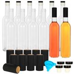 12 Pack 500 ml/16 oz Clear Glass Bottles With Cork Lids& Seal Shrink Capsules Caps, Home Brewing Wine& Juicing Bottles for Bordeaux Wine, Beverage, Sparkling Wine, Kefir, Decor