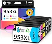 Smart Ink Compatible Ink Cartridge Replacement for HP 953XL 953 XL 5 Multipack (2 Black XL & C/M/Y) with Advanced Chip Technology to use with HP Officejet pro 7720 7730 7740 8710 8715 8720 Printer