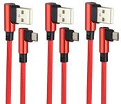 AAOTOKK (23cm/9inch 90 Degree Micro USB Cable Right Angle USB 2.0 A Male to Micro Male Fast Sync & Charging Cable for Android, Samsung, LG,Huawei, Smartphones & More(Red/3-Pack)