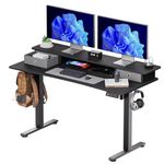 Electric Standing Desk With Drawers,Adjustable Height Desk With Curved Desktop, Stand Up Desk With 2 Metal Hooks & Cable Organizer Box, Sit to Stand Exchange for Home Office Use 140x60 cm Black