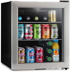Subcold Super50 LED – Mini Fridge | 50L Beer, Wine & Drinks Fridge | LED Light + Lock and Key | Energy Efficient (Stainless Steel)