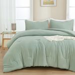 Andency Sage Green Queen Comforter Set - 7 Pieces Bed in a Bag Queen Bedding Comforter Sets, Summer Solid Soft Lightweight Comforter with Fitted Sheets, Flat Sheets, Pillowcases & Shams