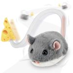 Migipaws Interactive MigiMouse Cat Toy,360° Rolling & Spin with Wiggling Tail for Indoor Cats,Smart Motion Sensor, Realistic Squeak, Rechargeable Plush Kitten Toy