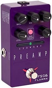 FLAMMA FS06 Digital Preamp Pedal Guitar Effects Pedal with Built-in Cabinet Simulation 7 Preamp Models Saveable Preset