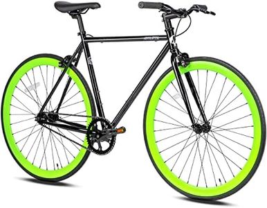 AVASTA Single-Speed Fixed Gear Urban Commuter Bike for Women and Men, Lightweight Unisex Fixie Bike, Flat Handlebar Flip Flop Hub City Road Bicycle, 54 Black & Green