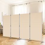 RANTILA 4 Panel Room Divider, 6 Ft Tall Folding Privacy Screen Room Dividers, Freestanding Room Partition Wall Dividers, 136''W x 20''D x 71''H, Beige