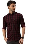 Majestic Man Men Small Checkered Slim Fit Cotton Casual Shirt (Large, Magenta)