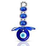 LINENSUTRA® Evil Eye Hanging for Good Luck Prosperity Zodiac Success Health Wealth Office Home Decor & Car (3 Evil Eye & Glass) for Vastu/Feng Shui