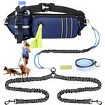 Fidqiog Hands Free Dog Leash with Zipper Treat Pouch & Dual-Handle Reflective Bungee, Dog Harness Waist Leash for Small Medium Large Dogs Training Walking Jogging Running Accessories (for 2 Dog)