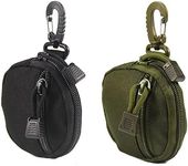 2Pcs Tactical Coin Purse,Hanging EDC Pouches with Hook ​for Coin Headset Keychain Key (Black+Green)