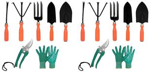 Kraft Seeds by 10CLUB Gardening Tools Kit - 7 Pcs (Cultivator, Fork, Trowels, Weeder, Garden Gloves, Pruner Cutter) | Gardening Tools Set for Home | Indoor and Outdoor Gardening (Pack of 2)