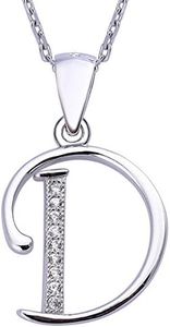 VIKI LYNN Collier Pendentif Lettre Initial en Mon Collier Prénom DIY Les Noms avec Les Lettres! - Idée Cadeau pour Vos Amis - Argent Fin 925 et Oxyde de Zircon Serti (Lettre D)