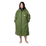 COR Surf Swim Parka | Heavy Warm Surf Jacket for Men, Women and Kids | Water Resistant and Absorbent Terry Towel Lining (Green, S), Green, Small