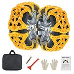 Snow Chains for Cars - 6Pcs Emergency Universal Tire Chains Fits Tire Width 165mm-275mm, Upgrade TPU Winter Security Chains for SUV/Trucks/Minivan/Pickup/ATV/UTV, Yellow