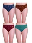 Gven Women Cotton Printed Multicolour Underwear Panties 4 Pcs Combo -Size:85cm -Medium (M) = 85CM