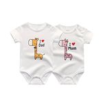ZAV Unisex Infant Baby Clothes Twins I Love Papa I Love Mama Short Sleeve Bodysuit