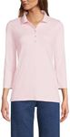 Lands' End Women's 3/4 Sleeve Supima Cotton Polo Shirt, Pink Fog, X-Large