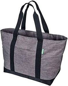 X-Large Tote Bag For Women or Men – Premium 22" Carry-All Bag With Foldaway Zipper Top – For Work, Gym, Pool, Teachers, Nurses – Stylish, Durable Utility Tote For Daily Use (Slate)