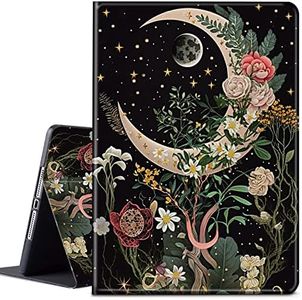 CGFGHHUY for All-New Kindle Fire 7 Tablet Case 12th Generation 2022 Release 7 inch Lightweight Protective PU Leather Smart Stand Cover with Auto Wake Sleep - Moon Floral Flower