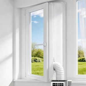 Gruntbear Portable Air Conditioner Window Seal, 500CM (197'') AC Casement Window Seal Kit, Hot Air Stop Air Exchange Guards with Zip and Adhesive Fastener Works with Tumble Dryer, Keep House Cool