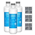 AQUA CREST LT1000PC ADQ747935 Refrigerator Water Filter and Air Filter, Replacement for LG® LT1000P®/PC/PCS, LMXS28626S, LFXS26973S, MDJ64844601, ADQ74793501, ADQ74793502 and LT120F®, 3 Combo