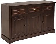 Sunnydaze Solid Pine Sideboard Cabinet with 3 Drawers and 3 Doors - Features Adjustable Inner Cabinet Shelf - Zinc Alloy Hardware - Dark Brown- 32-Inch