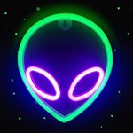 NICETHUMB Alien Neon Sign LED Alien Neon Light USB/Battery Operated Cool Alien Light Up Sign for Wall Decor Game Room Aesthetic Hanging Light for Man Cave Stuff, Bedroom, Bar, Party, Christmas