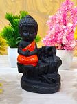 PICKARTME Polyresin Buddha Smoke Fountain Backflow Incense Burner Idol with 10 Smoke Back Flow Scented Cone(Orange)