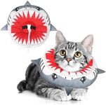 BEAUTYZOO Cat Cone Collar Soft, Cat Donut Recovery Collar after Surgery to Stop Licking, Kitten E Collars Neck Pillow Cone for Cats, Adjustable Elizabeth Pet Collars for Puppy Small Dogs, Grey Shark M