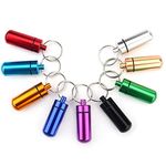 9Pcs Pill Boxes, Portable Waterproof Mini Aluminum Pill Holder Medication Case Container with Keychain Outdoor Camping Traveling