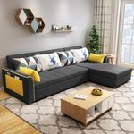 FURNY Marsello 5 Seater Fabric Sectional RHS L Shape Sofa Set (Dark Grey)